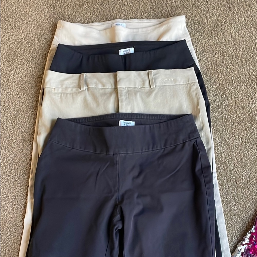 crown & ivy Ankle Pants in Black, Beige, and Cream 4 pair